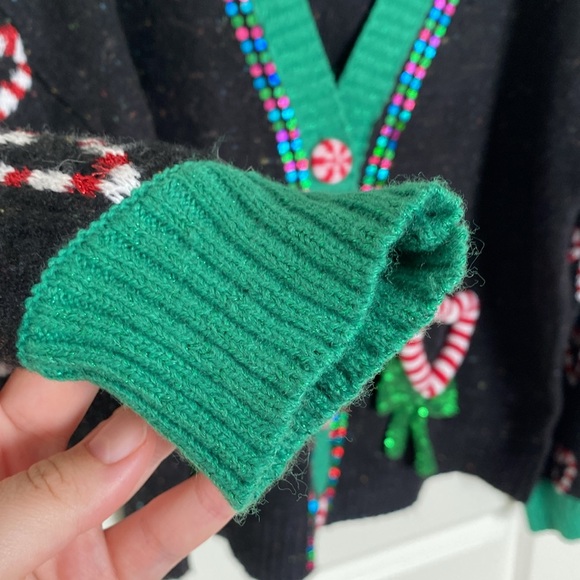 Celebrate Together Christmas Candy Cane Heart Cardigan Size XL - Picture 5 of 11
